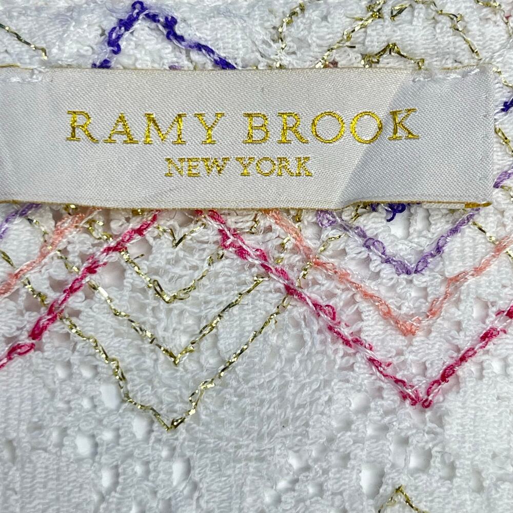 Ramy Brook Paloma Chevron Coverup dress Long embroidered white - Picture 10 of 11
